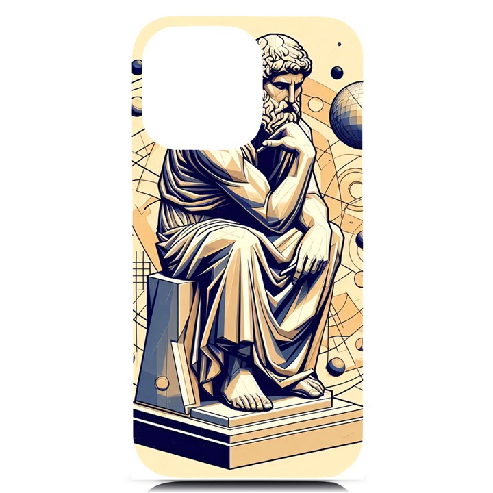 Thinker Sculpture Design Geometric iPhone 14 Pro Max Black UV Print PC Hardshell Case