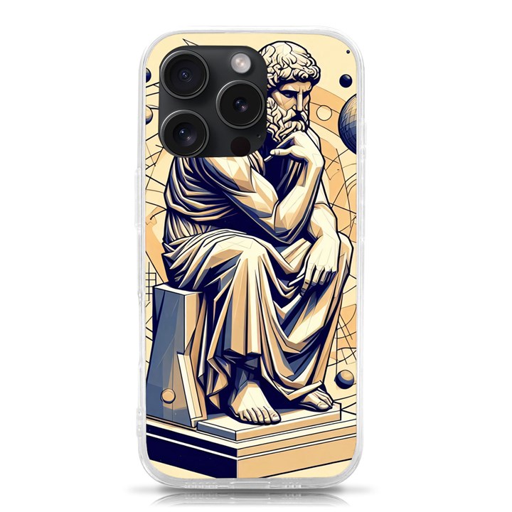 Thinker Sculpture Design Geometric iPhone 15 Pro TPU UV Print Case