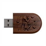 Thinker Sculpture Design Geometric Wood Oval USB Flash Drive USB