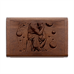 Thinker Sculpture Design Geometric Wood Oval USB Flash Drive Box