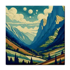 Mountains Nature Forest Landscape Tile Coaster by Salmanaz77