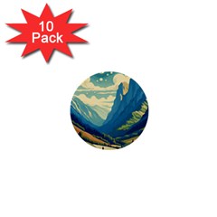 Mountains Nature Forest Landscape 1  Mini Buttons (10 Pack) 