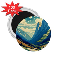 Mountains Nature Forest Landscape 2 25  Magnets (100 Pack) 