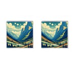 Mountains Nature Forest Landscape Cufflinks (Square) Front(Pair)