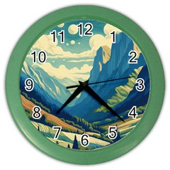 Mountains Nature Forest Landscape Color Wall Clock by Salmanaz77