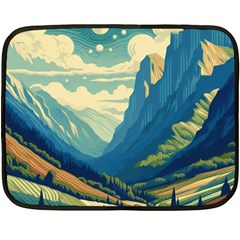 Mountains Nature Forest Landscape Fleece Blanket (mini) by Salmanaz77