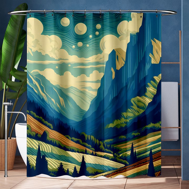 Mountains Nature Forest Landscape Shower Curtain 60  x 72  (Medium) 