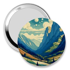 Mountains Nature Forest Landscape 3  Handbag Mirrors