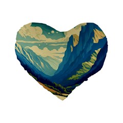 Mountains Nature Forest Landscape Standard 16  Premium Heart Shape Cushions by Salmanaz77