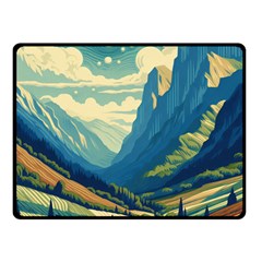 Mountains Nature Forest Landscape Two Sides Fleece Blanket (small)