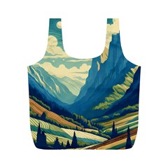 Mountains Nature Forest Landscape Full Print Recycle Bag (m)