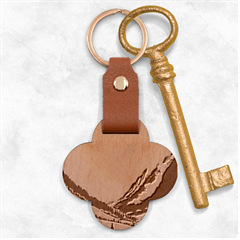 Mountains Nature Forest Landscape Engraved Wood Key Chain