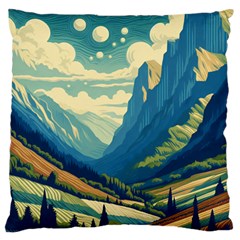 Mountains Nature Forest Landscape Large Premium Plush Fleece Cushion Case (one Side) by Salmanaz77