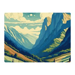 Mountains Nature Forest Landscape Two Sides Premium Plush Fleece Blanket (mini)