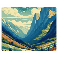 Mountains Nature Forest Landscape Two Sides Premium Plush Fleece Blanket (teen Size) by Salmanaz77