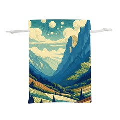 Mountains Nature Forest Landscape Lightweight Drawstring Pouch (m)