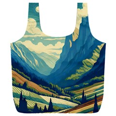 Mountains Nature Forest Landscape Full Print Recycle Bag (xxl) by Salmanaz77