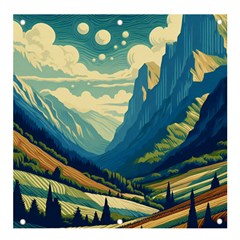 Mountains Nature Forest Landscape Banner And Sign 4  X 4 