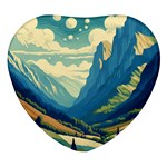 Mountains Nature Forest Landscape Heart Glass Fridge Magnet (4 pack) Front