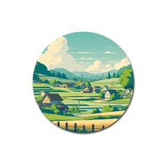 Countryside Meadow Rural Bloom Magnet 3  (round) by Salmanaz77