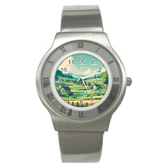 Countryside Meadow Rural Bloom Stainless Steel Watch