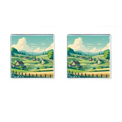 Countryside Meadow Rural Bloom Cufflinks (square)