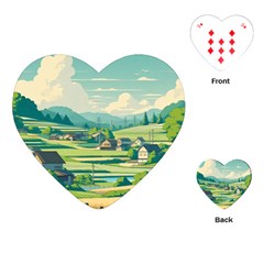 Countryside Meadow Rural Bloom Playing Cards Single Design (heart) by Salmanaz77