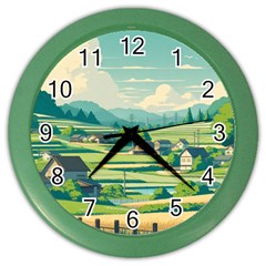 Countryside Meadow Rural Bloom Color Wall Clock by Salmanaz77