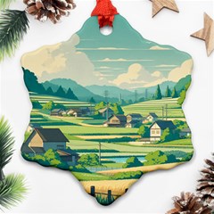 Countryside Meadow Rural Bloom Ornament (snowflake) by Salmanaz77