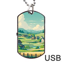 Countryside Meadow Rural Bloom Dog Tag Usb Flash (one Side)