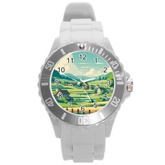 Countryside Meadow Rural Bloom Round Plastic Sport Watch (l) by Salmanaz77