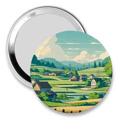 Countryside Meadow Rural Bloom 3  Handbag Mirrors