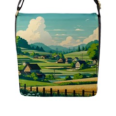 Countryside Meadow Rural Bloom Flap Closure Messenger Bag (l)