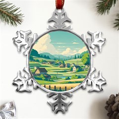 Countryside Meadow Rural Bloom Metal Small Snowflake Ornament