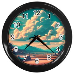 Mountains Countryside Agriculture Wall Clock (black) by Salmanaz77