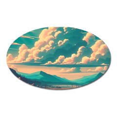 Mountains Countryside Agriculture Oval Magnet