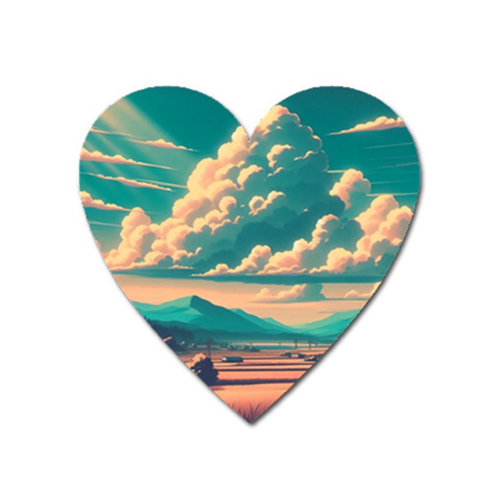 Mountains Countryside Agriculture Heart Magnet