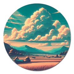 Mountains Countryside Agriculture Magnet 5  (round) by Salmanaz77