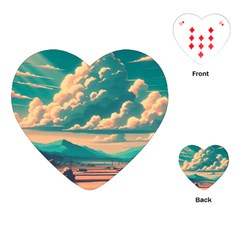 Mountains Countryside Agriculture Playing Cards Single Design (heart) by Salmanaz77