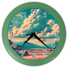 Mountains Countryside Agriculture Color Wall Clock by Salmanaz77