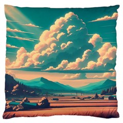 Mountains Countryside Agriculture Large Premium Plush Fleece Cushion Case (one Side) by Salmanaz77