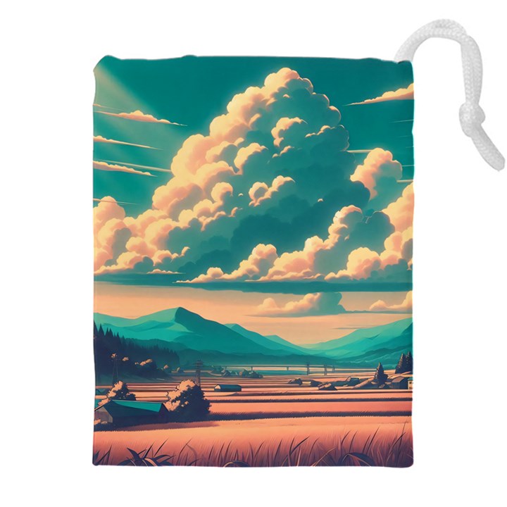 Mountains Countryside Agriculture Drawstring Pouch (5XL)