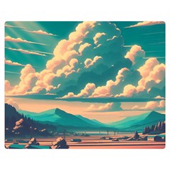 Mountains Countryside Agriculture Premium Plush Fleece Blanket (medium)