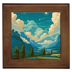 Mountains Rural Countryside Sky Framed Tile