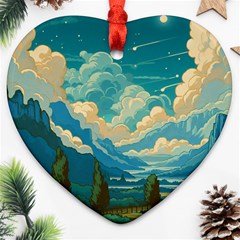 Mountains Rural Countryside Sky Ornament (heart)