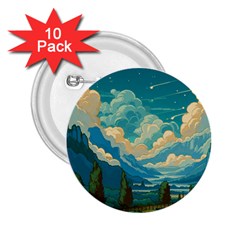 Mountains Rural Countryside Sky 2 25  Buttons (10 Pack) 