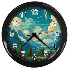 Mountains Rural Countryside Sky Wall Clock (black) by Salmanaz77