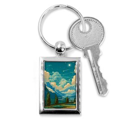 Mountains Rural Countryside Sky Key Chain (rectangle) by Salmanaz77