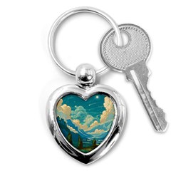 Mountains Rural Countryside Sky Key Chain (heart) by Salmanaz77