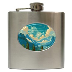 Mountains Rural Countryside Sky Hip Flask (6 Oz)